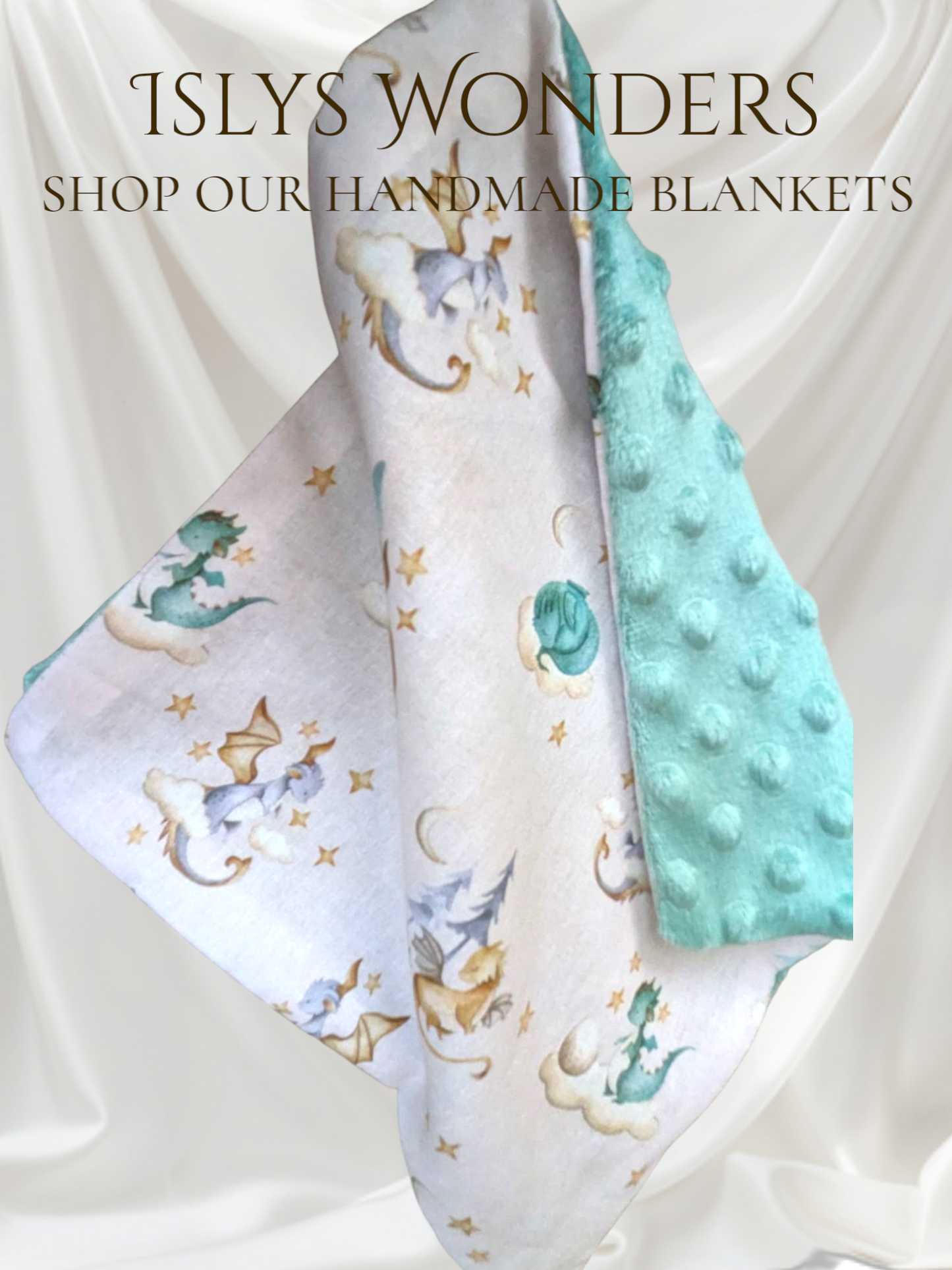 Sleepy Dragon Baby Blanket Personalised Embroidered
